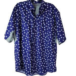 Reel Legends Men's Vented‎ Mariner II Shirt Size L Blue Star Print